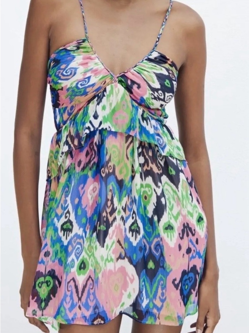 Zara Printed Mini Dress Size S NWT Colorful Vacation Dress
